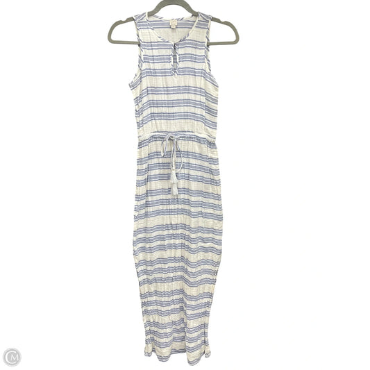Dress Casual Midi By Loft In Blue & White, Size: Xs
