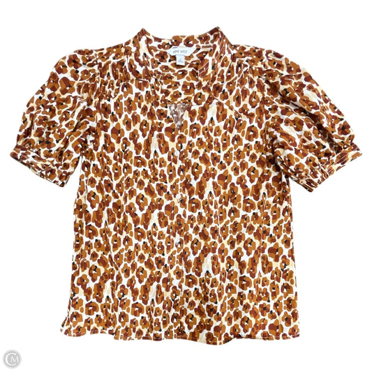 Top Short Sleeve By Nine West Apparel In Brown & White, Size: S