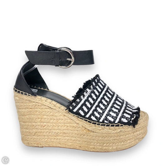 Sandals Heels Wedge By Marc Fisher In Black & White, Size: 9