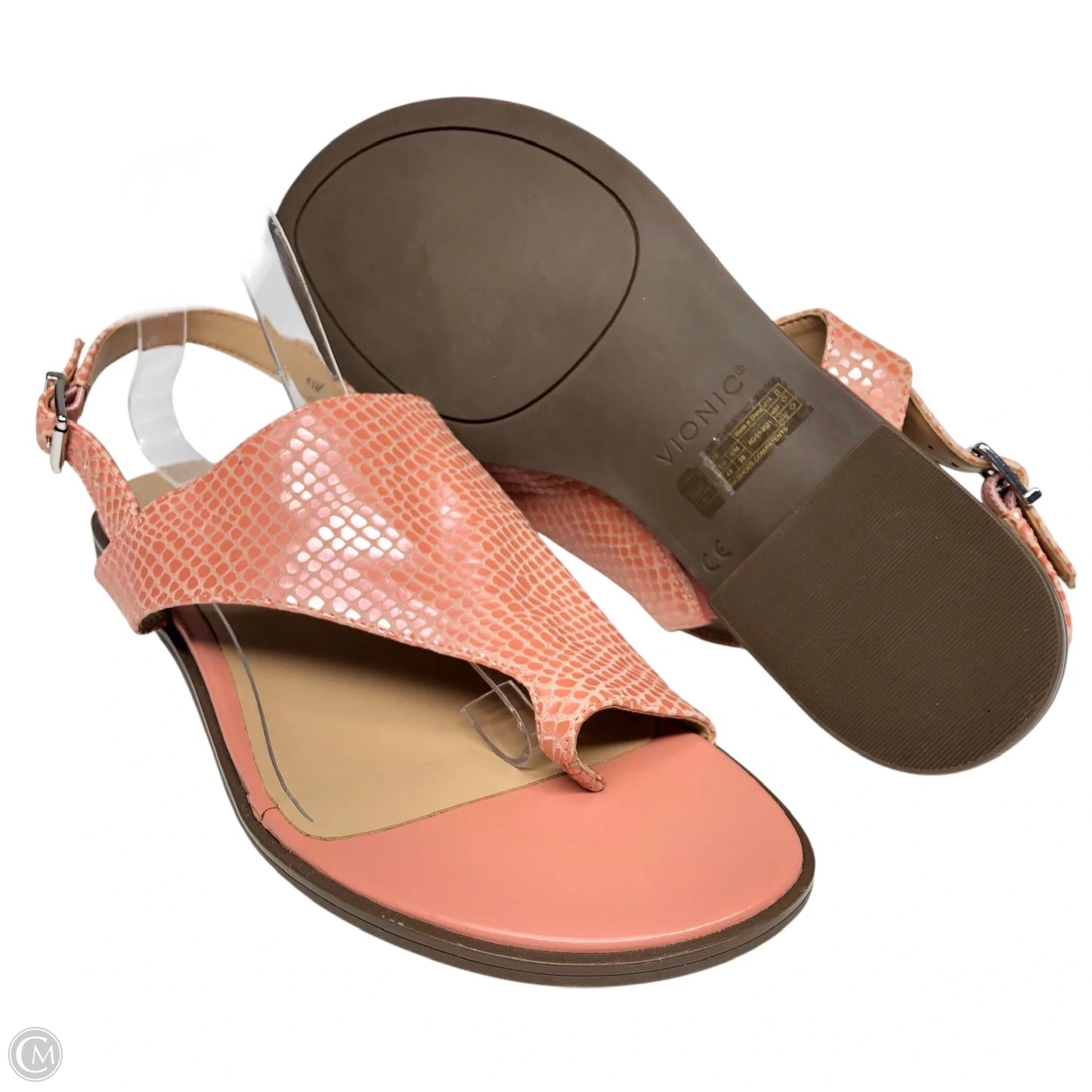 Sandals Flats By Vionic In Peach, Size: 11