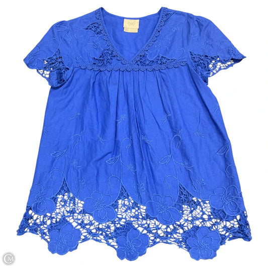 Top Short Sleeve By Anthropologie In Blue, Size: 4