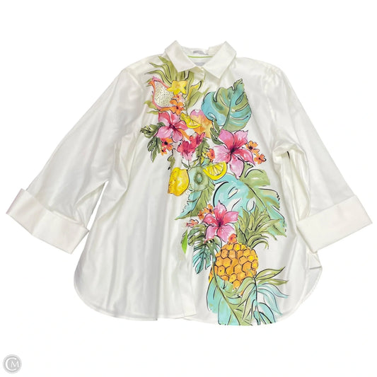 Top 3/4 Sleeve By Chicos In Multi-colored, Size: 16