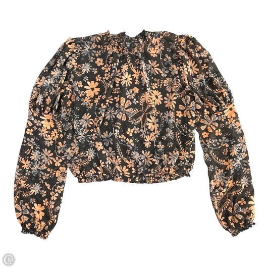 Blouse Long Sleeve By Free People In Black & Orange, Size: S