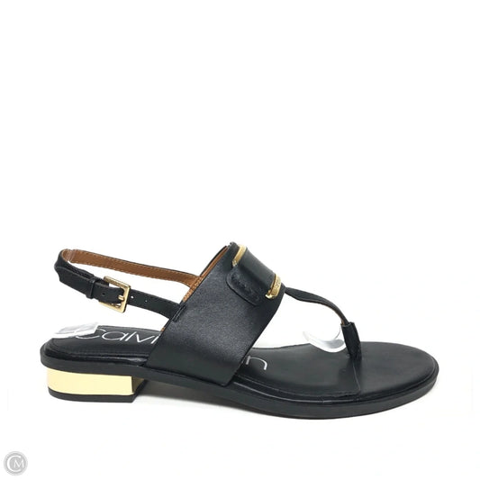 Sandals Heels Kitten By Calvin Klein In Black & Gold, Size: 6.5