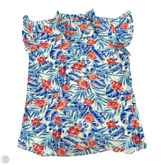 Top Short Sleeve By Kim Rogers In Blue Red & White, Size: S