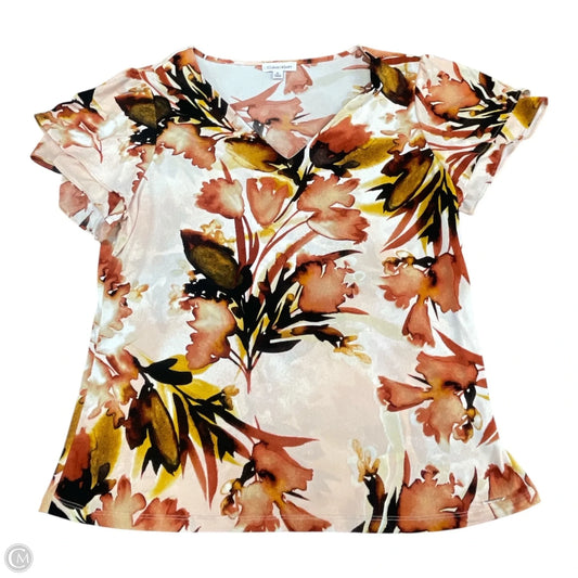 Top Short Sleeve By Calvin Klein In Brown, Size: Xl