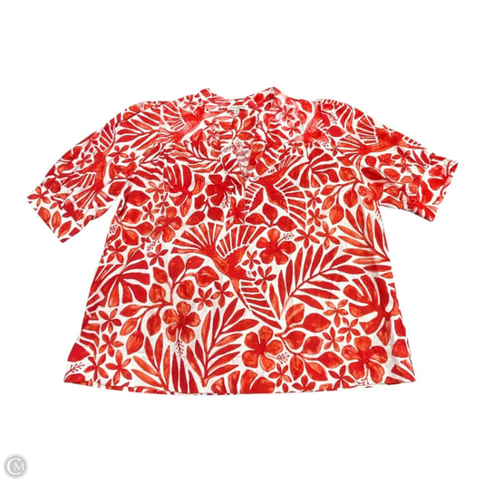 Blouse Short Sleeve By Crown And Ivy In Red & White, Size: M