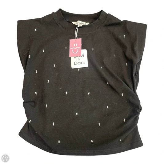Top Short Sleeve By Davi & Dani In Black & Silver, Size: S