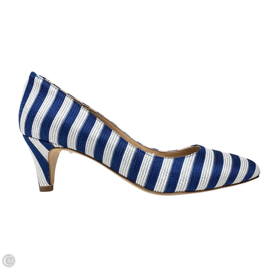 Shoes Heels Block By Lk Bennett In Blue & White, Size: 9.5