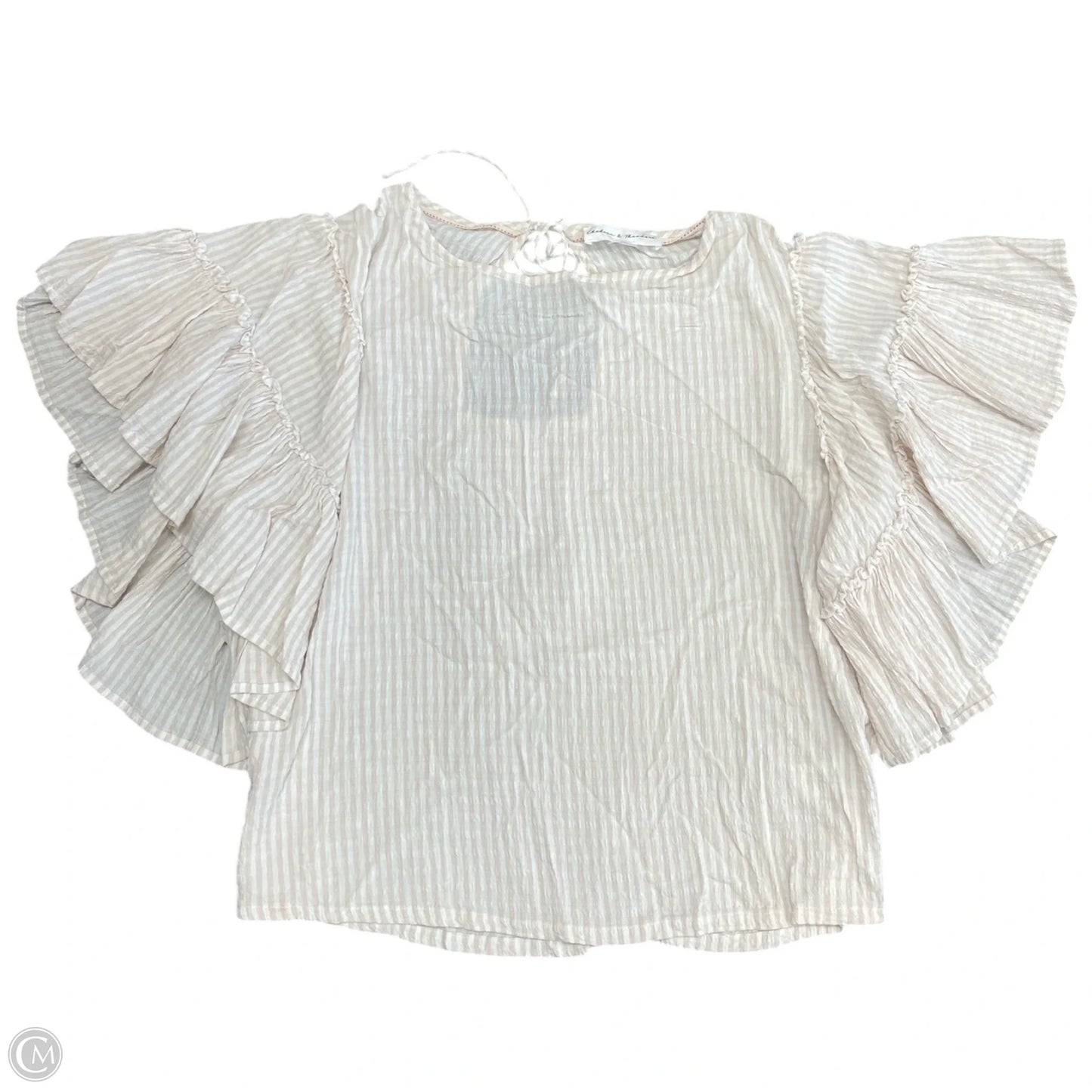 Blouse Short Sleeve By Chelsea And Theodore In Beige, Size: L