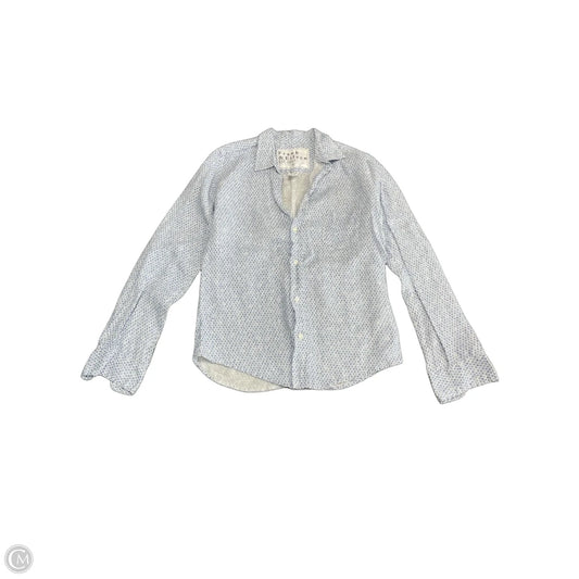 Top Long Sleeve By Frank And Eileen In Blue & White, Size: S