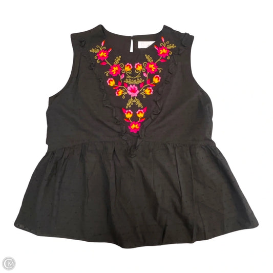Top Sleeveless By Time And Tru In Black, Size: L