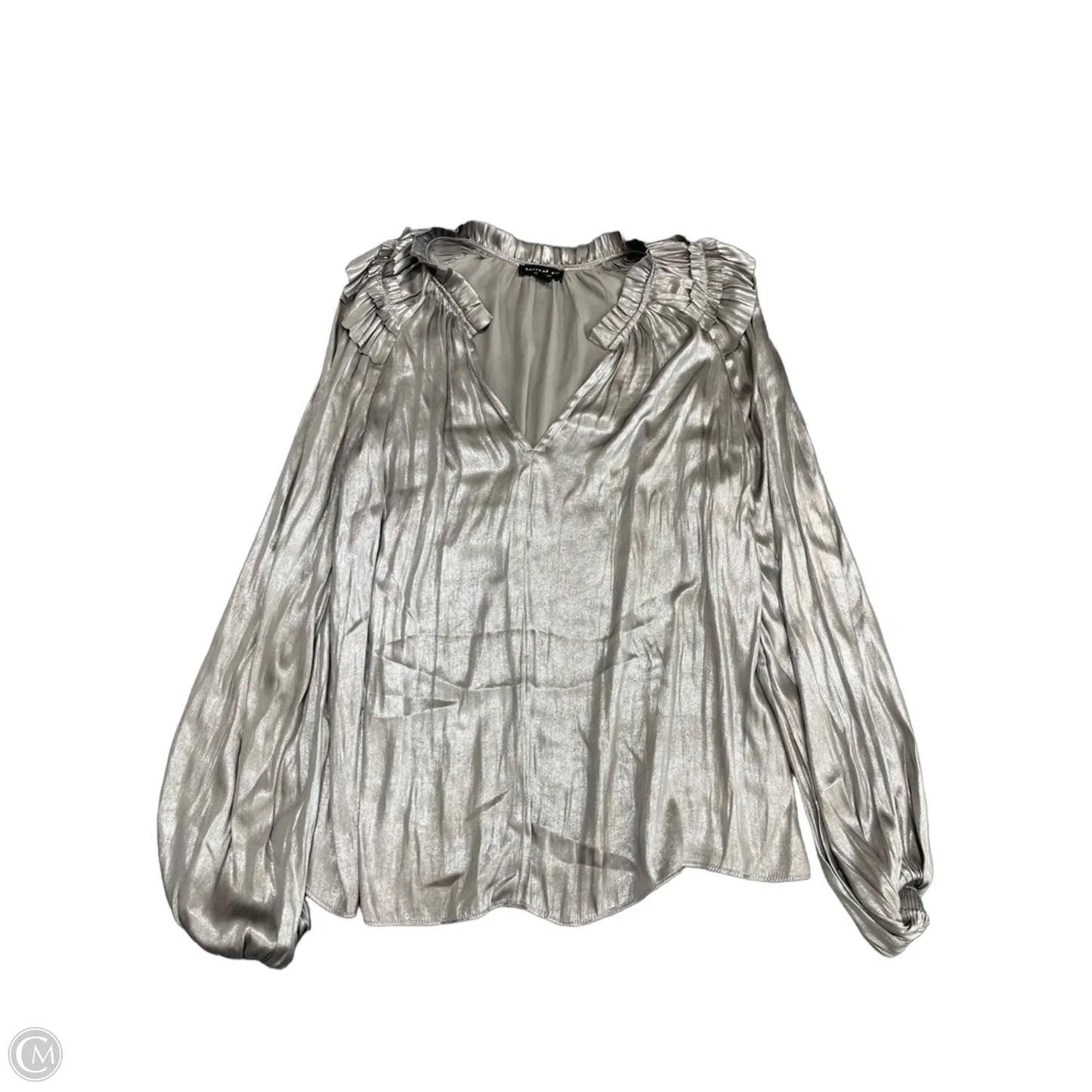 Blouse Long Sleeve By Current Air In Silver, Size: M