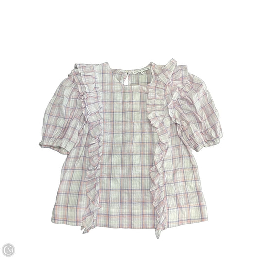 Blouse Short Sleeve By English Factory In Purple & White, Size: S