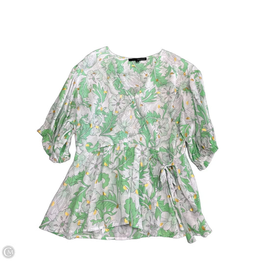 Blouse Short Sleeve By Harve Bernard In Green & White, Size: 1x