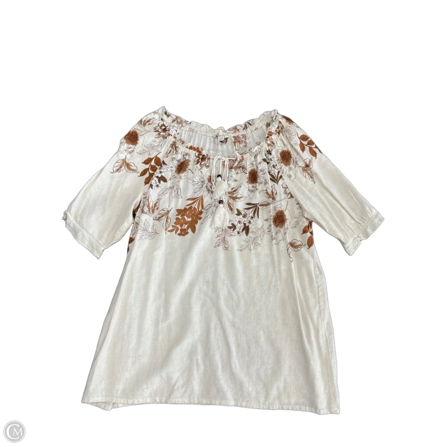 Top Short Sleeve By Cato In Brown, Size: L