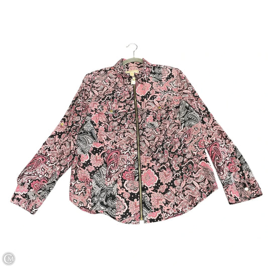 Top Long Sleeve By Michael By Michael Kors In Black & Pink, Size: L