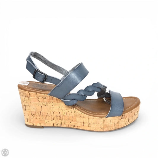 Sandals Heels Wedge By True Craft In Blue, Size: 9.5