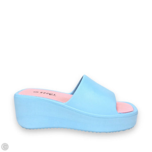 Sandals Heels Wedge By Rouge In Blue & Pink, Size: 9