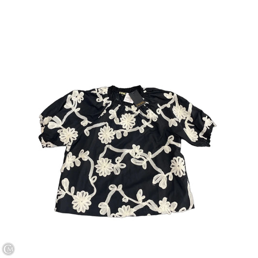 Top Short Sleeve By Thml In Black & Cream, Size: L