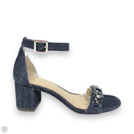 Sandals Heels Block By Ann Taylor In Blue Denim, Size: 5