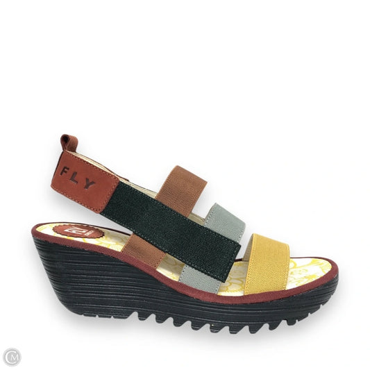 Sandals Heels Wedge By Fly London In Multi-colored, Size: 8.5