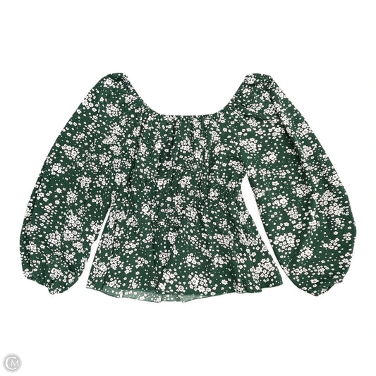 Blouse Long Sleeve By Shein In Green & White, Size: 2x