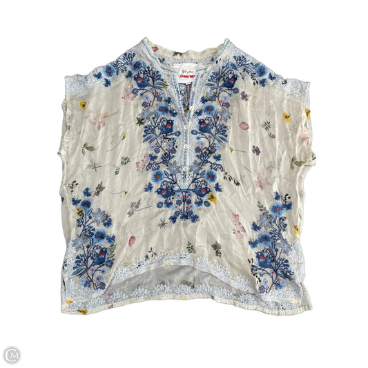 Top Short Sleeve By Johnny Was In Blue & Cream, Size: S
