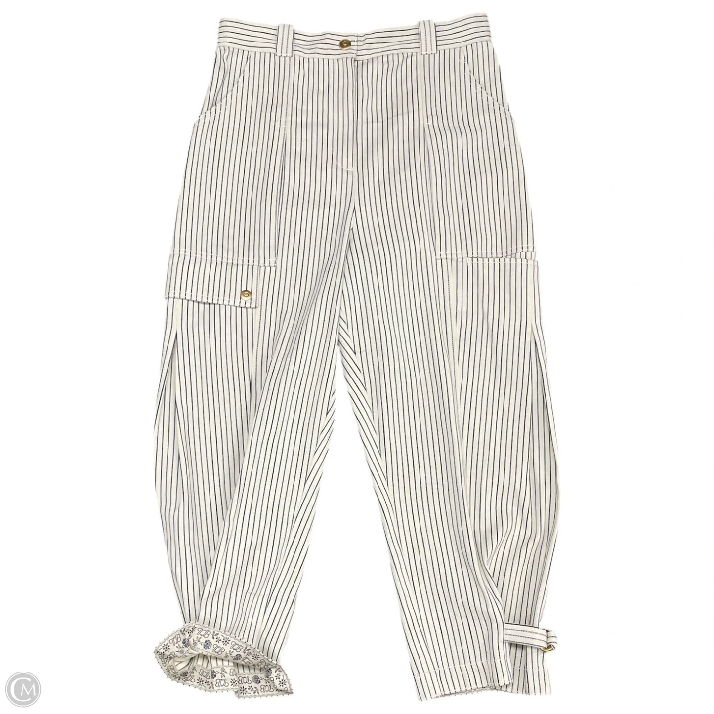 Pants Designer By Tory Burch In Blue & Cream, Size: 12