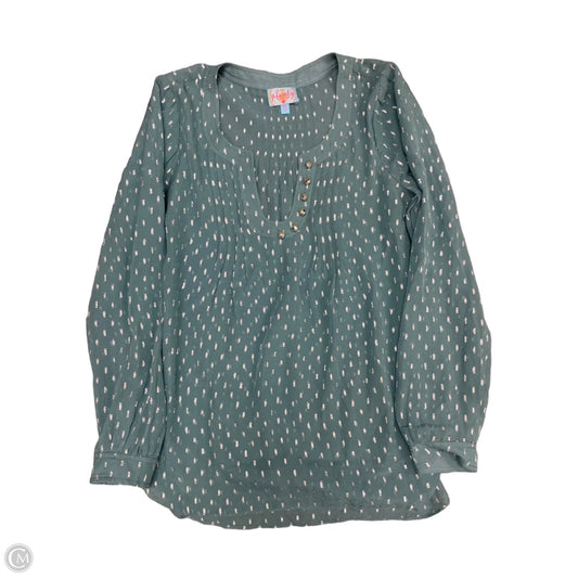 Blouse Long Sleeve By Tracy Reese In Green & Silver, Size: S