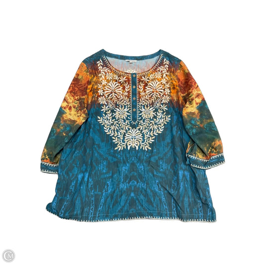 Top 3/4 Sleeve By John Mark In Teal, Size: Xlp