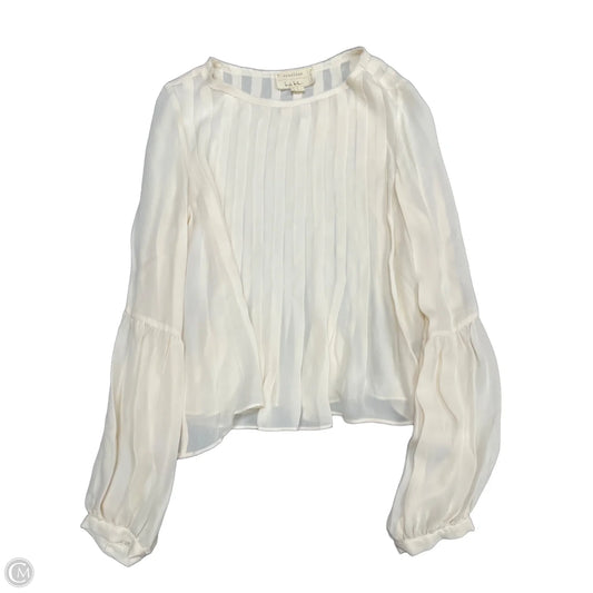 Blouse Long Sleeve By Nicole Miller In Cream, Size: M