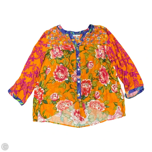 Top Long Sleeve By John Mark In Blue & Orange, Size: 1x
