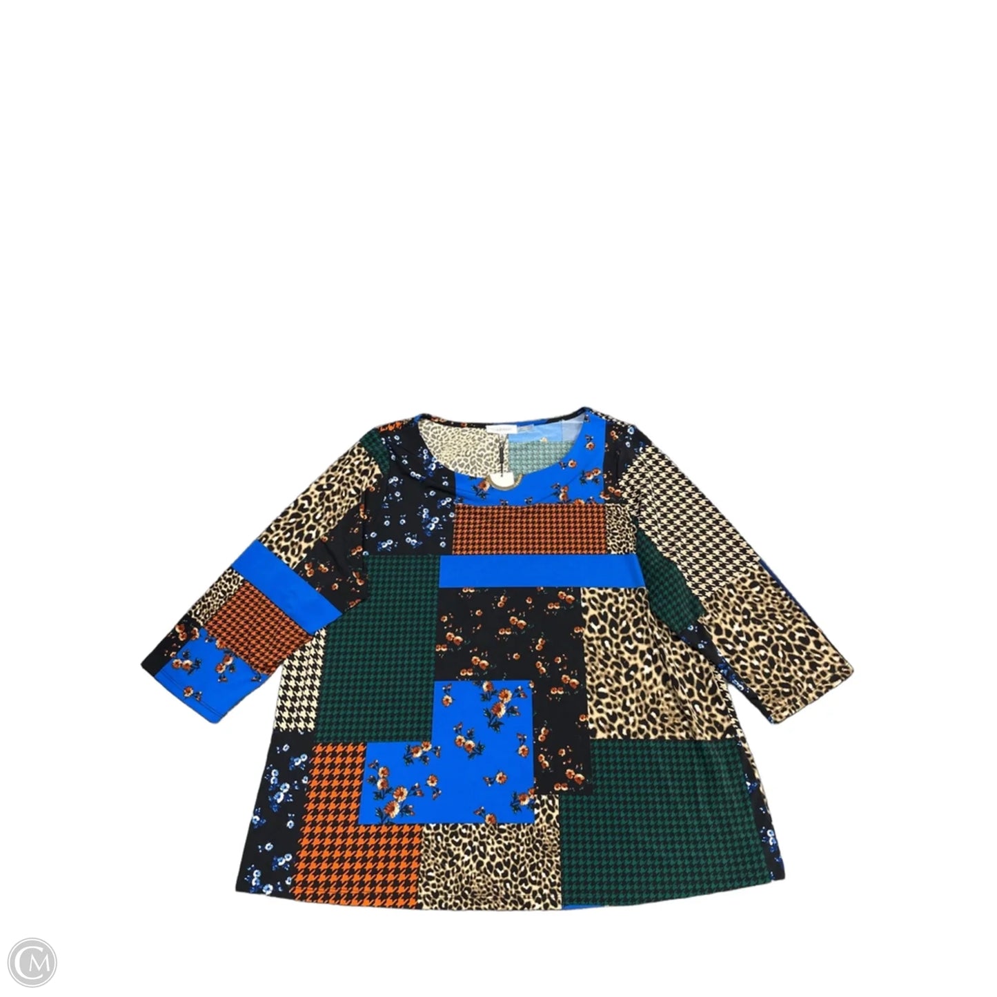 Top 3/4 Sleeve By Calvin Klein In Multi-colored, Size: 1x