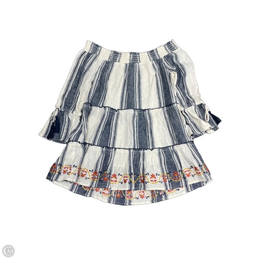Top Long Sleeve By Knox Rose In Blue & Cream, Size: S