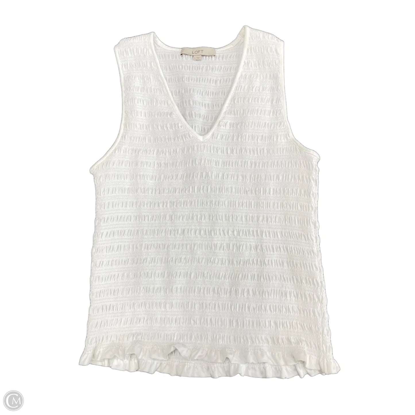 Top Sleeveless By Loft In White, Size: L