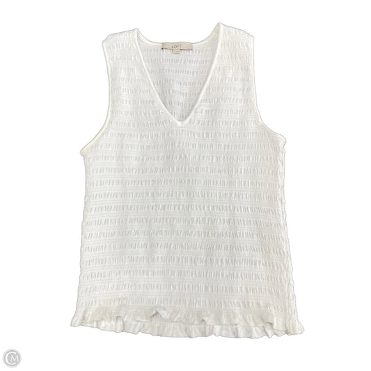 Top Sleeveless By Loft In White, Size: L