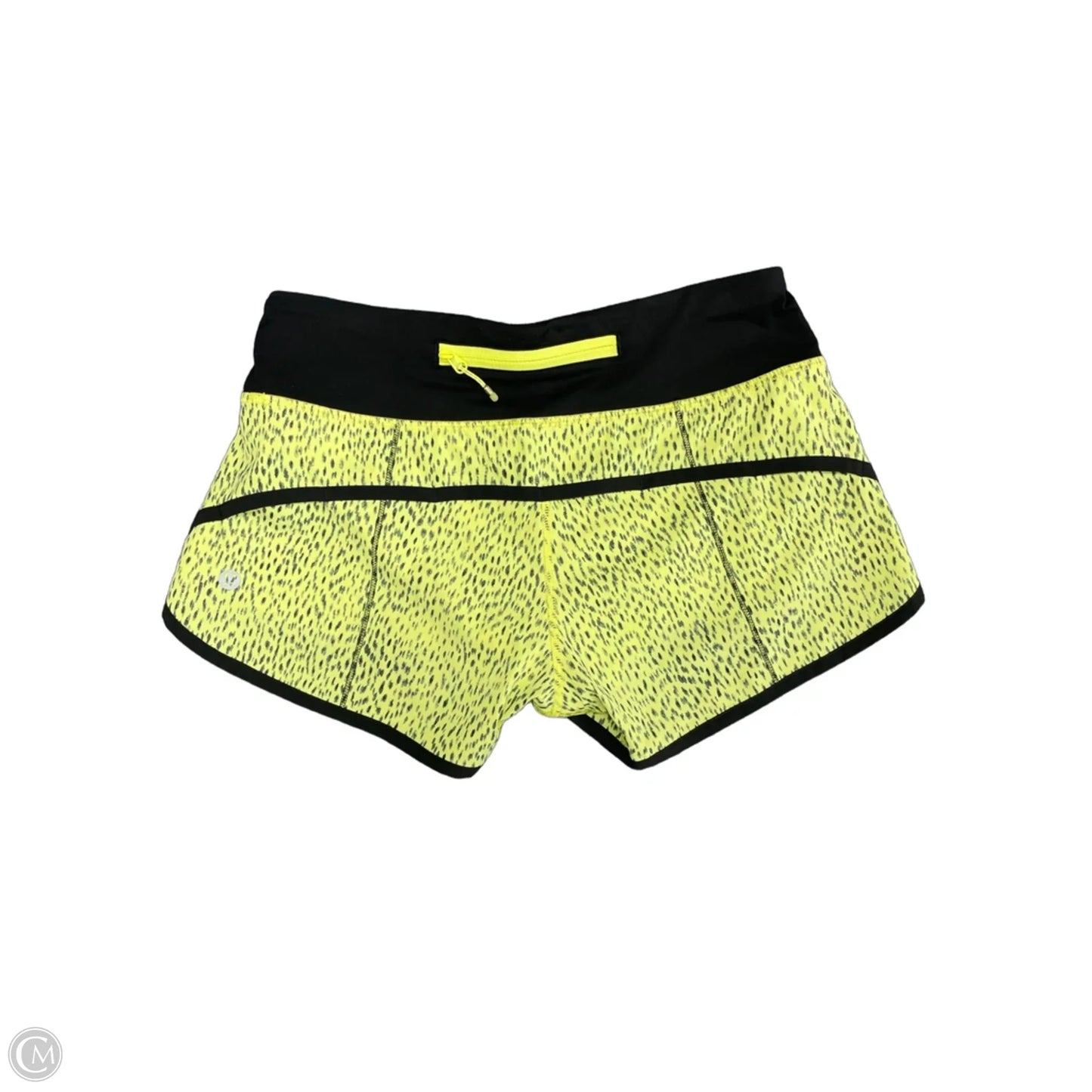 Athletic Shorts By Lululemon In Black & Yellow, Size: 2