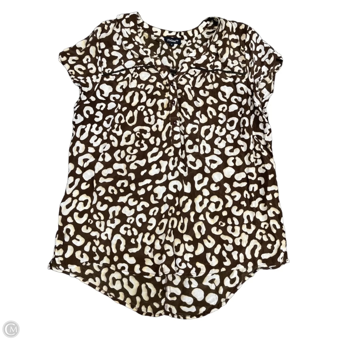 Top Short Sleeve By Tolani In Brown, Size: L