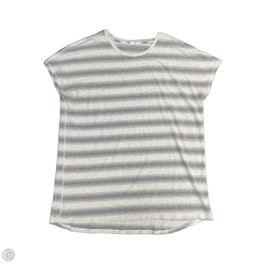 Athletic Top Short Sleeve By Lululemon In Grey & White, Size: 12