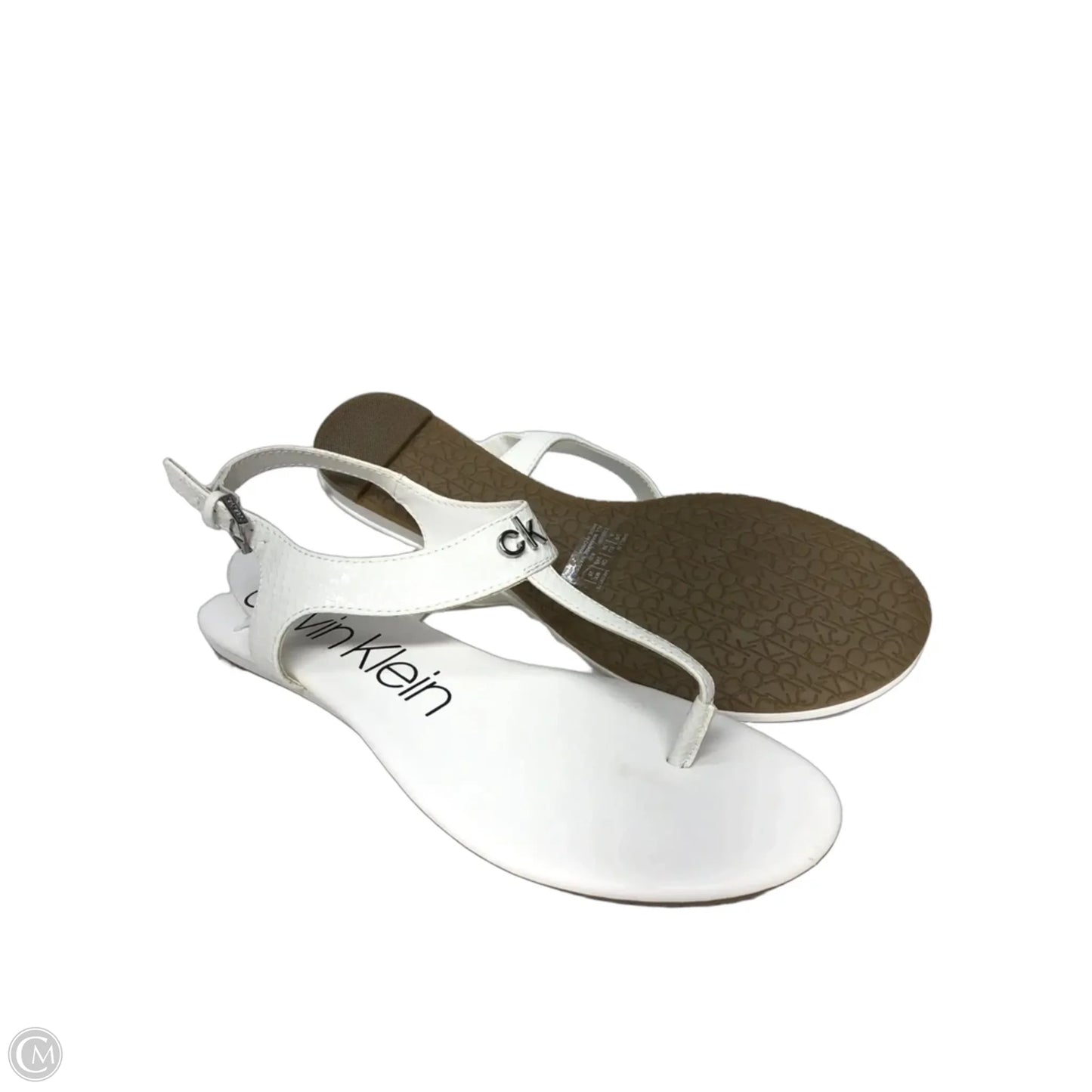 Sandals Flats By Calvin Klein In White, Size: 9