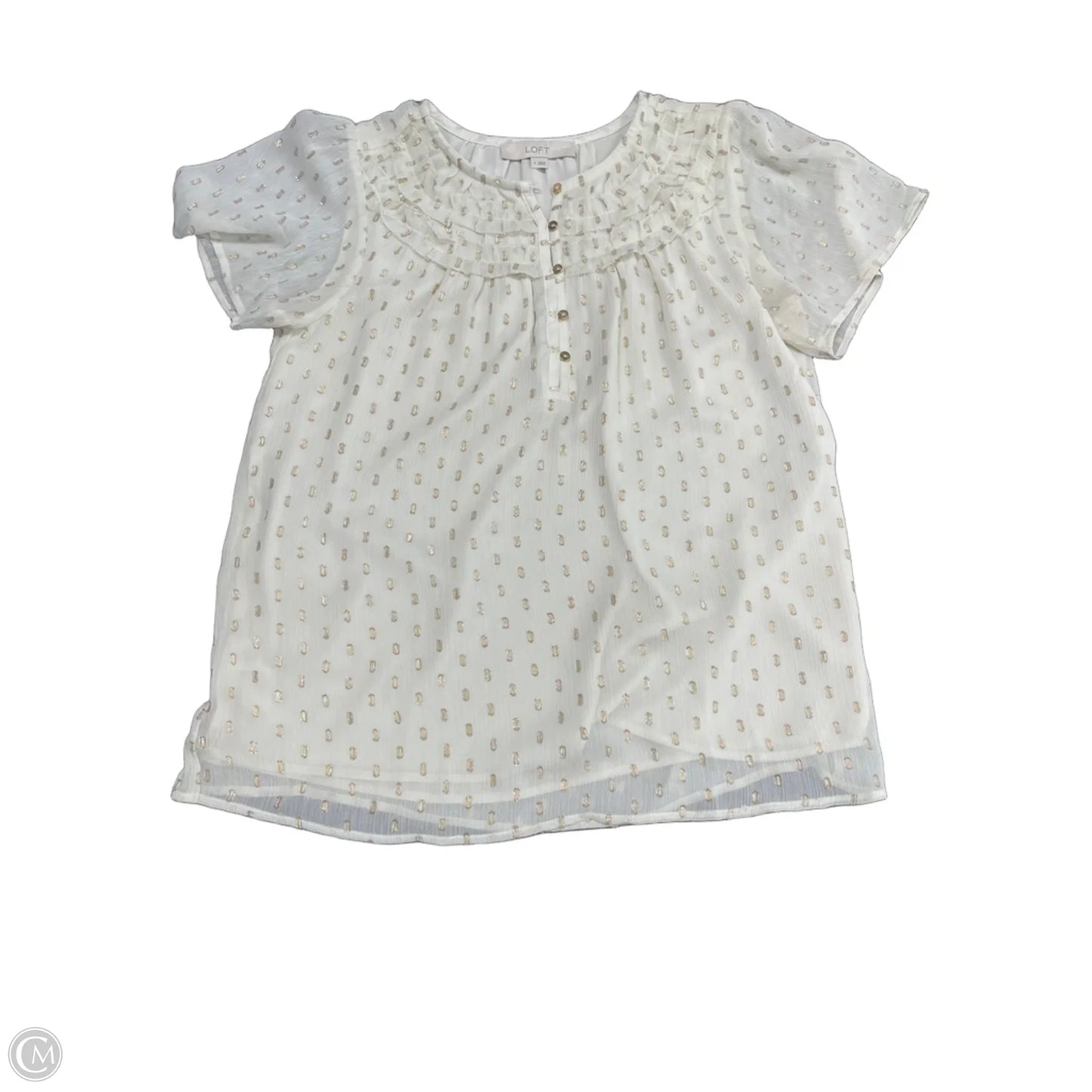 Blouse Short Sleeve By Loft In Beige, Size: S