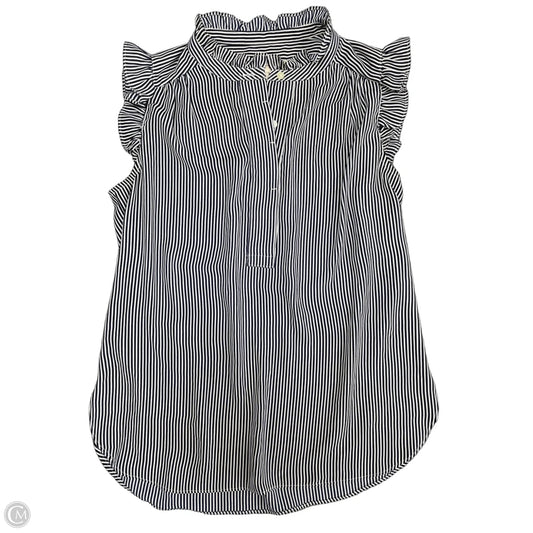 Blouse Short Sleeve By Loft In Blue & White, Size: Xs