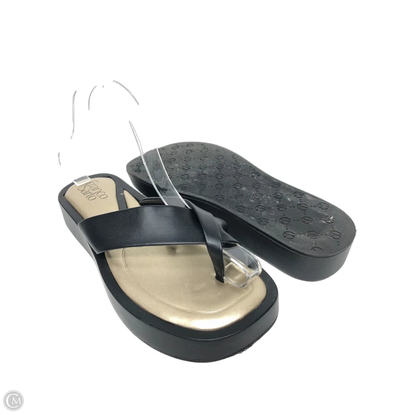 Sandals Heels Platform By Franco Sarto In Black & Gold, Size: 7.5