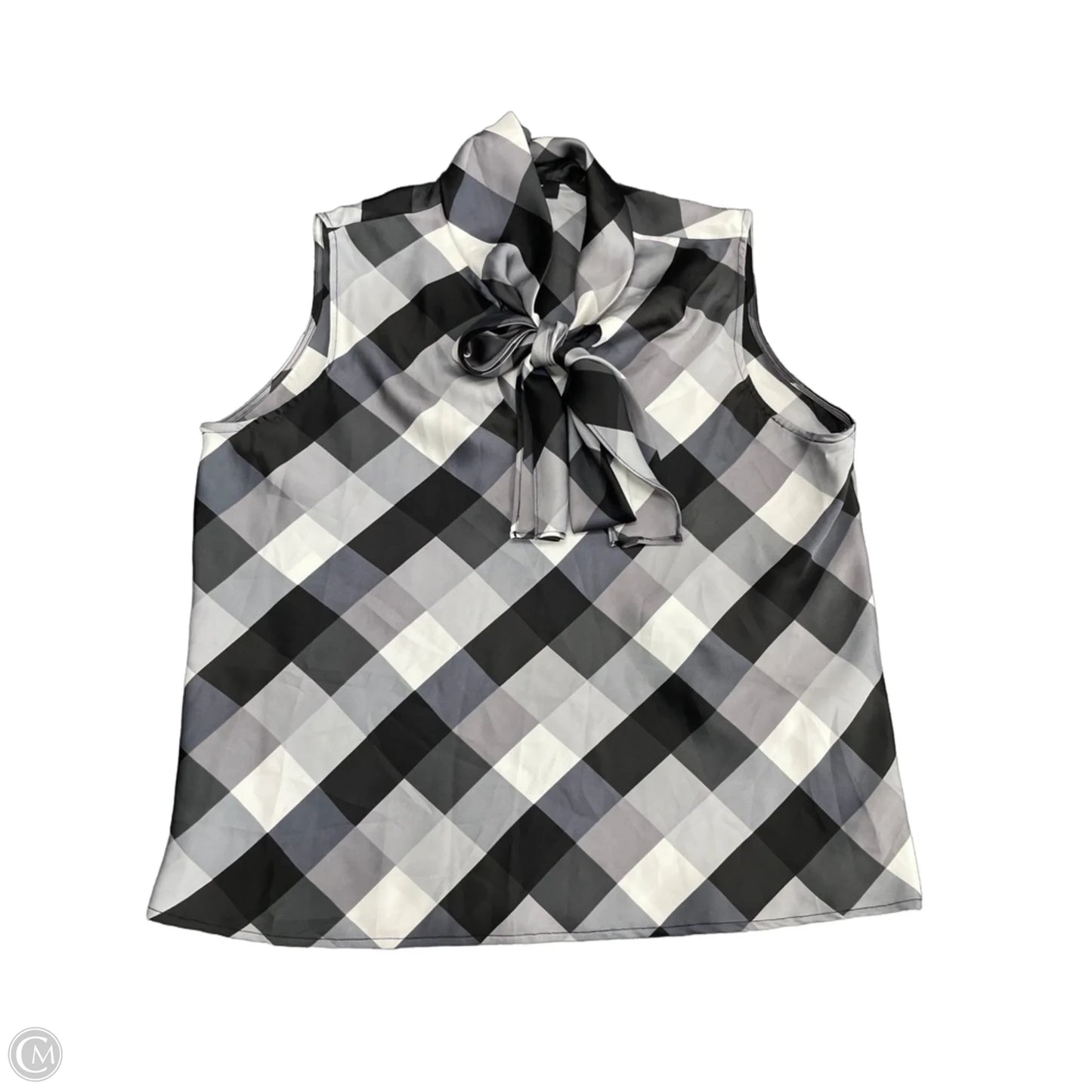 Blouse Sleeveless By Nine West Apparel In Grey & White, Size: L
