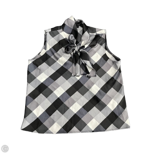 Blouse Sleeveless By Nine West Apparel In Grey & White, Size: L