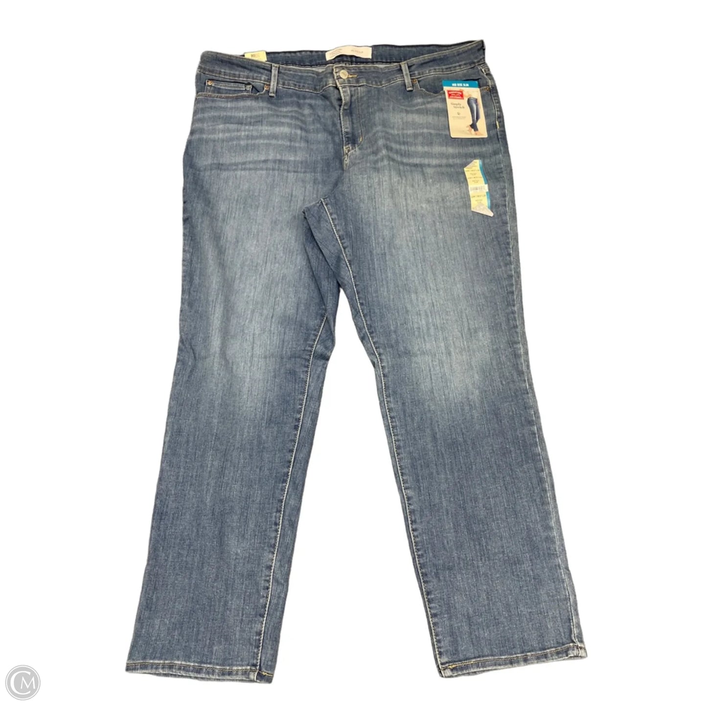 Jeans Straight By Levis Signature In Blue Denim, Size: 24