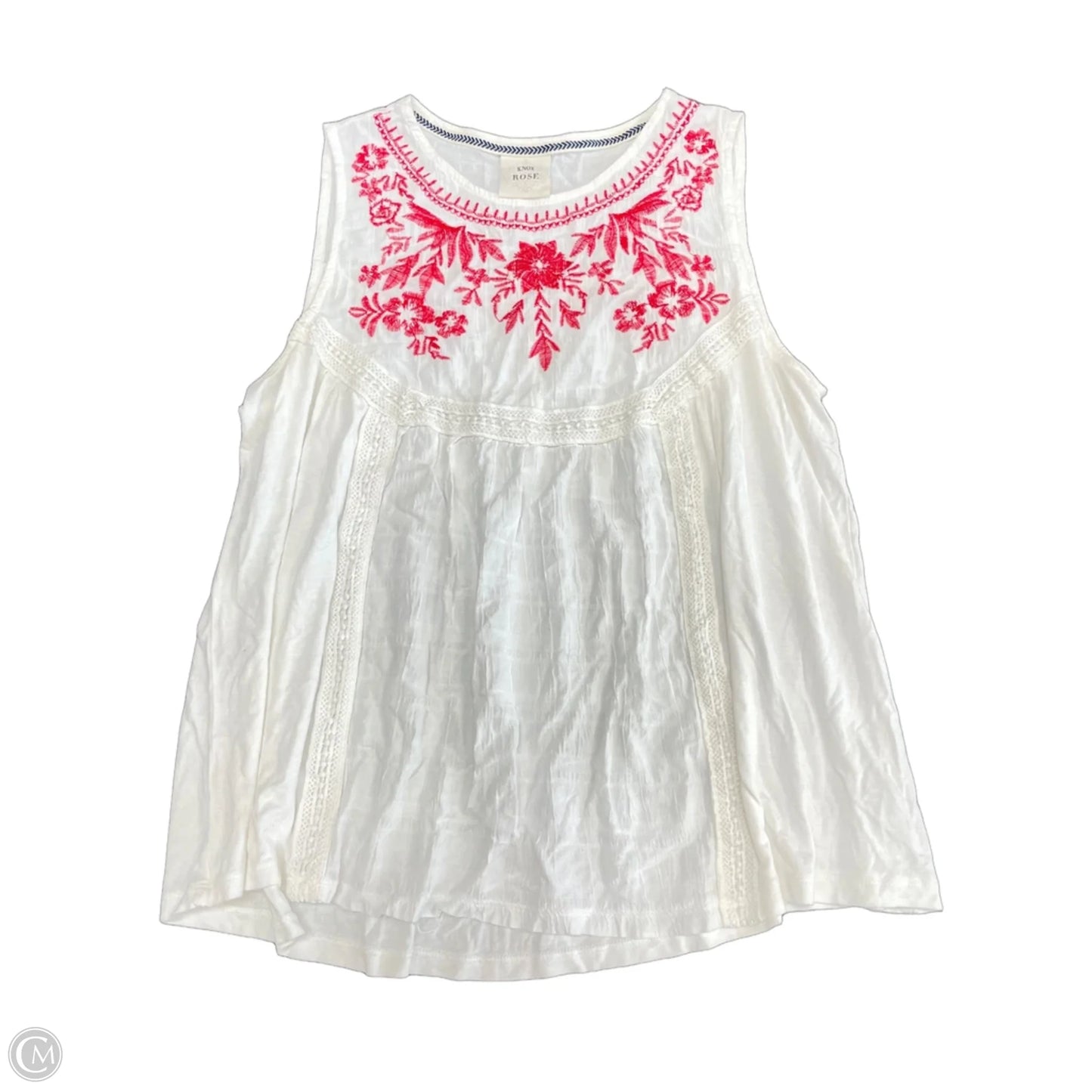 Top Sleeveless By Knox Rose In Red & White, Size: L