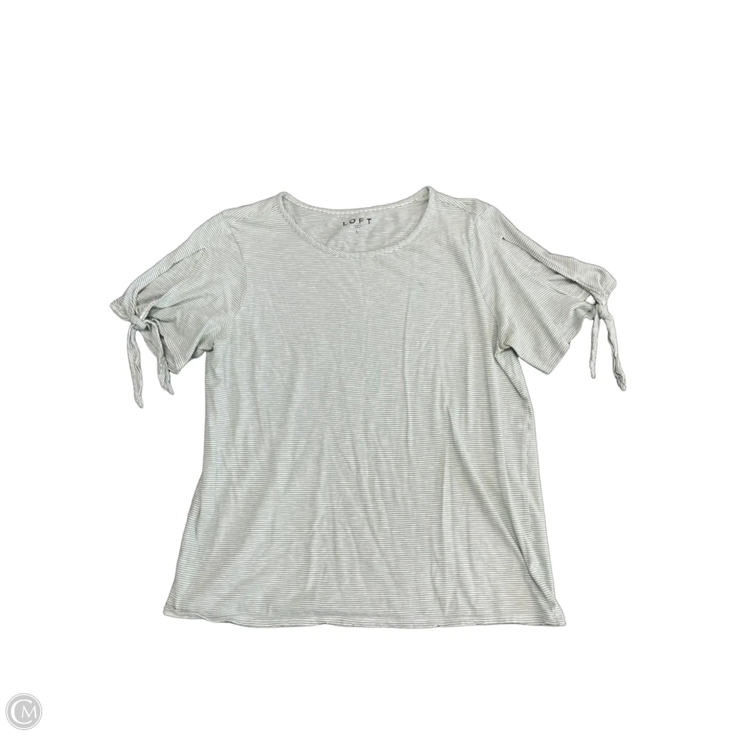 Top Short Sleeve By Loft In Green & White, Size: L