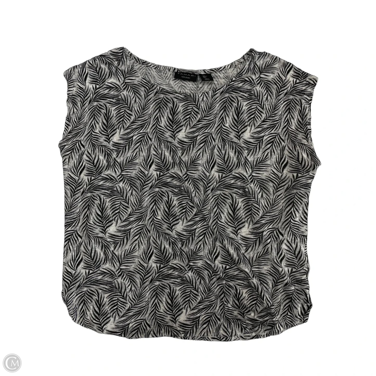 Top Short Sleeve By Tahari In Black & White, Size: L